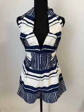Lulu’s Delphi Blue and White Romper